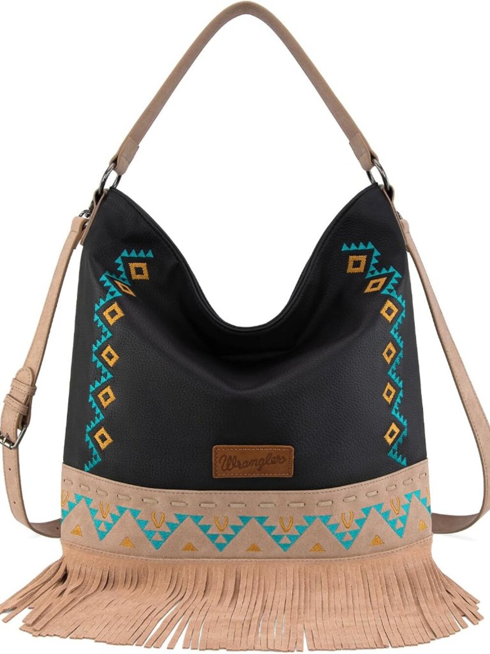 Wrangler Shoulder Bag Aztec Purse Embroidered Fringe